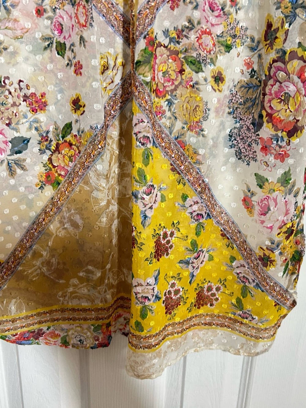 Fig & Flower Sz M Bohemian Floral Patchwork Tank Lace Crochet Overlay Top - Picture 8 of 15